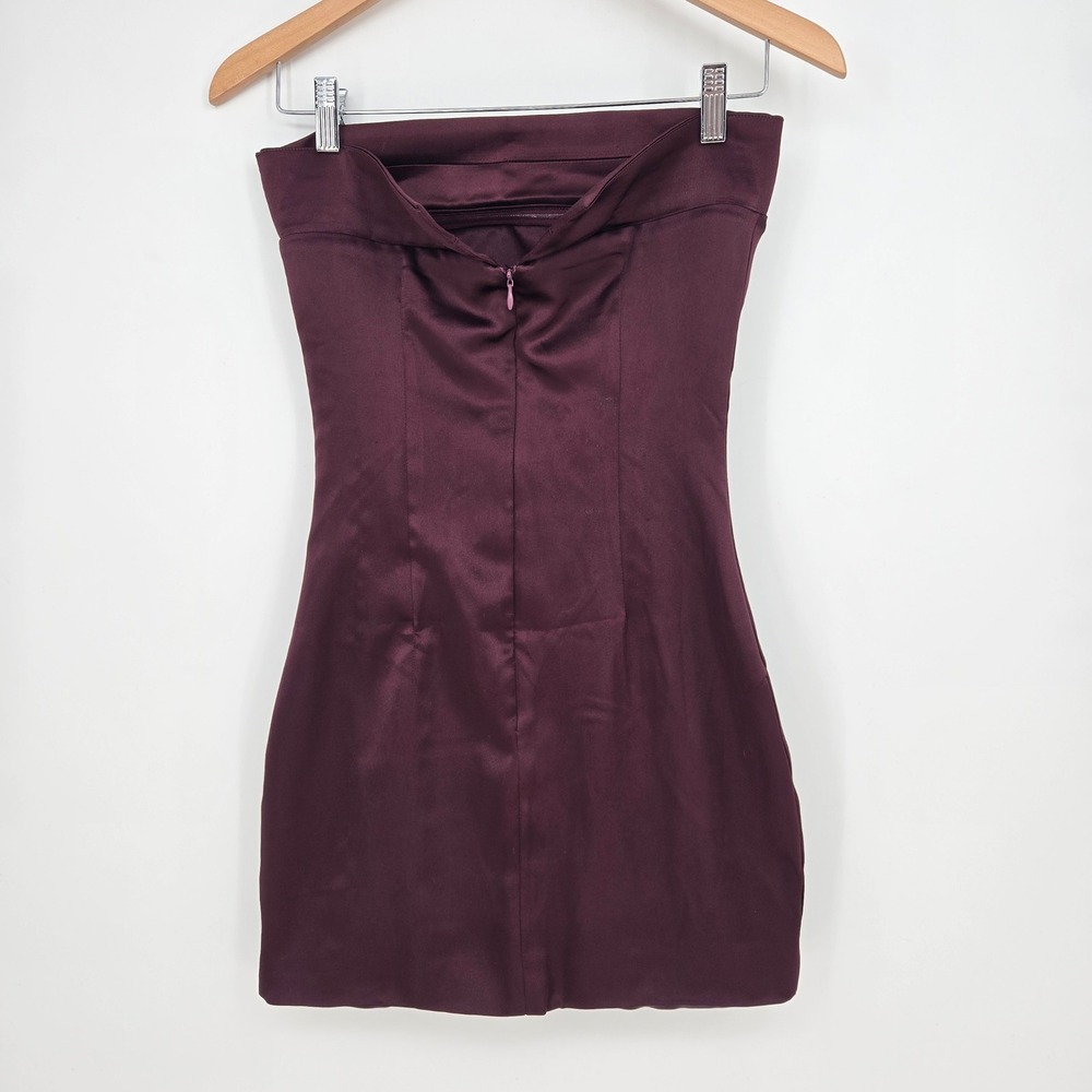 NWT Altar'd State Strapless Mini Dress Burgundy Purple Satin XS - Picture 2 of 11